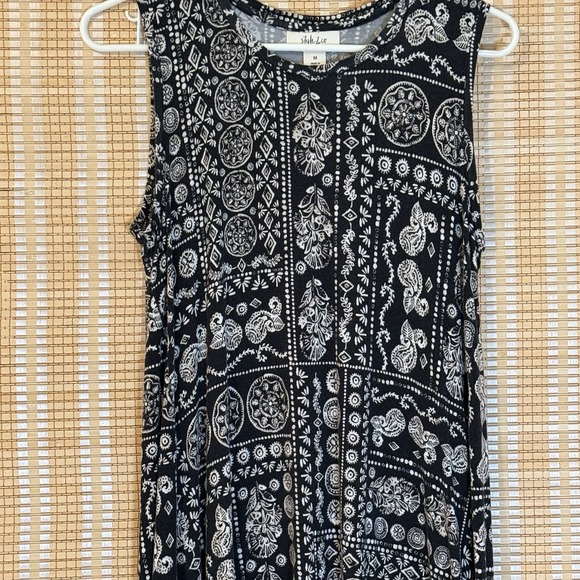 Style & Co. Womens M Sleeveless‎ Geometric Flowy Dress Boho Whimsigoth Lagenlook - Picture 2 of 7